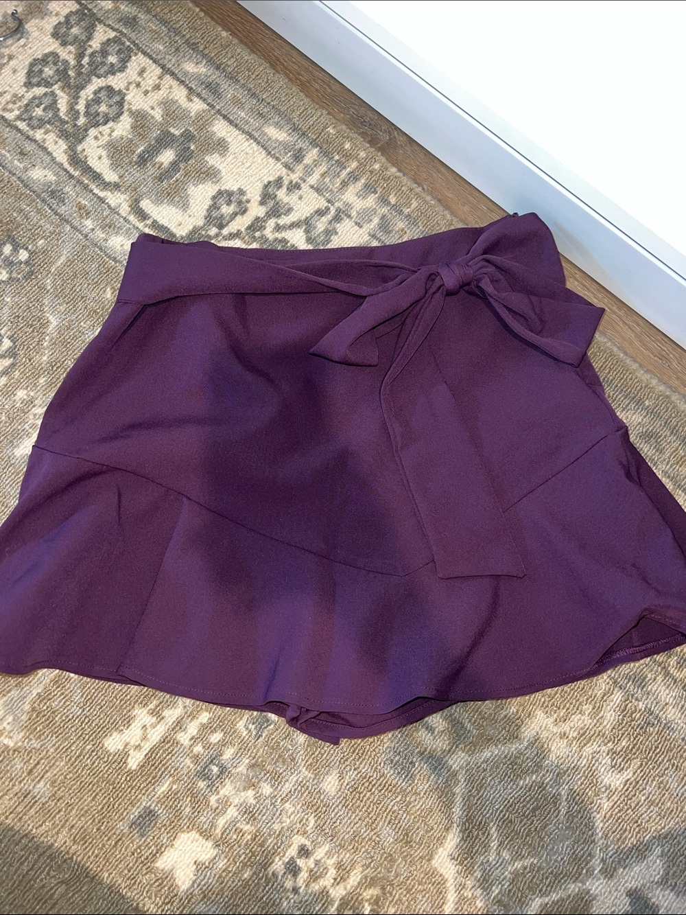 Zara Plum Tie-Waist Ruffle Skirt